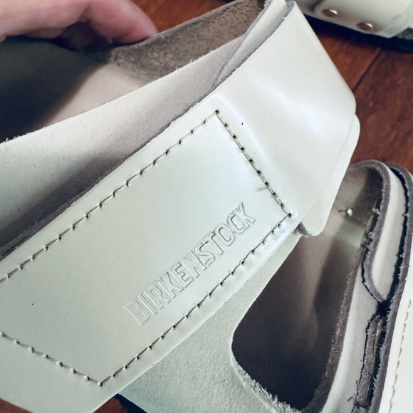 Birkenstock Uji Nubuck shine Leather straps slide sandals in new beige 10-10.5 - Picture 11 of 14